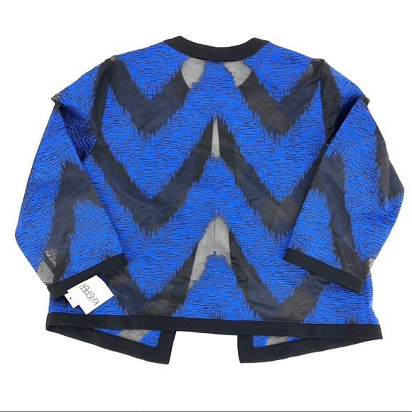 Kasper Sheer Blue & Black 3/4 Sleeve Blouse, NWT - Picture 2 of 3